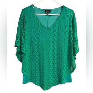 Women's Express Bright Green Lace Blouse